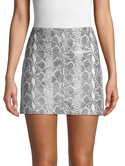 Shop Alice And Olivia Snakeskin-print Leather Mini Skirt