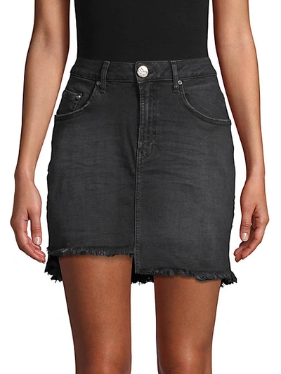 Shop One Teaspoon 2020 Raw Hem High-rise Denim Mini Skirt