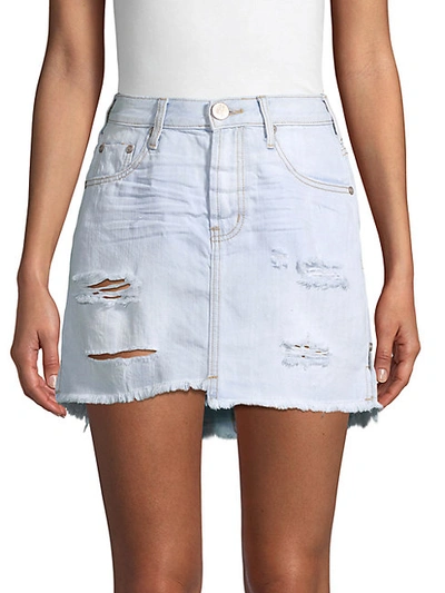 Shop One Teaspoon 2020 High-waist Ripped Denim Mini Skirt