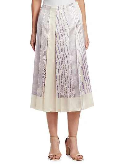 Shop Victoria Beckham Printed Pleated Satin Skirt