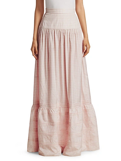 Shop Calvin Klein Check Silk Long Skirt