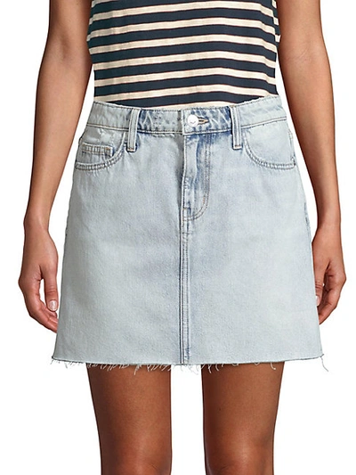 Shop Current Elliott Raw-edge Denim Mini Skirt