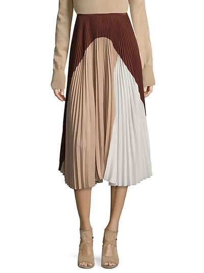 Shop Agnona Silk Colorblock Skirt