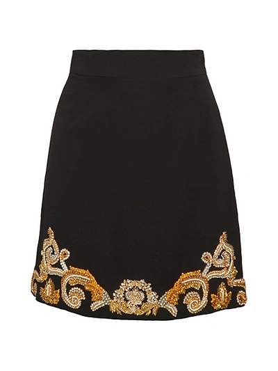 Shop Versace Embellished Cady Silk A-line Skirt