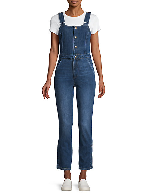 faded denim overalls