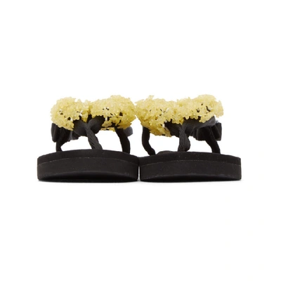 Shop Cecilie Bahnsen Black & Yellow Suicoke Edition Floral Sandal