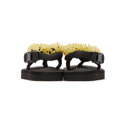 Shop Cecilie Bahnsen Black & Yellow Suicoke Edition Floral Sandal
