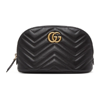 Shop Gucci Black Gg Marmont 2.0 Quilted Cosmetic Pouch In 1000 Black