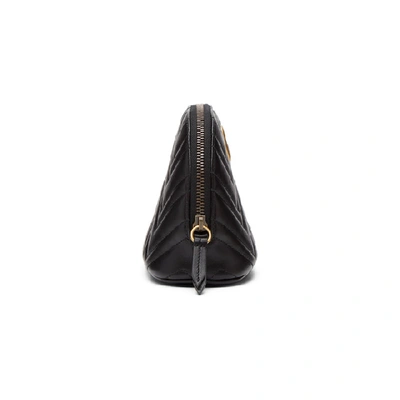Shop Gucci Black Gg Marmont 2.0 Quilted Cosmetic Pouch In 1000 Black