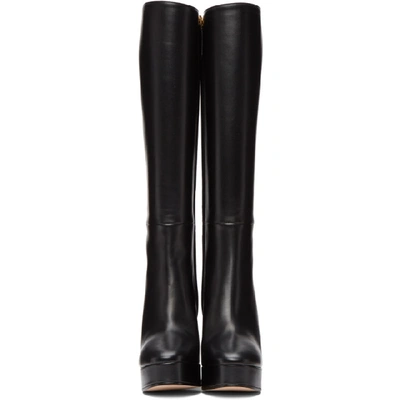 Shop Gucci Black Leather Knee-high Boots