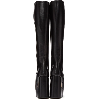 Shop Gucci Black Leather Knee-high Boots