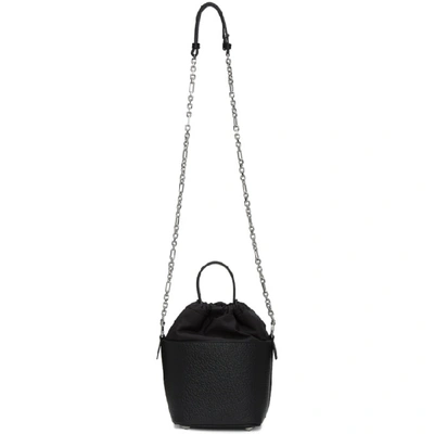 Shop Maison Margiela Black Leather Bucket Bag In H7735 Black