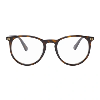 Shop Gucci Tortoiseshell Panto Glasses In 002 Darkhav