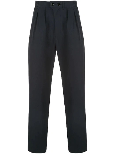 Shop Julien David Navy Pleated Pants In Blue