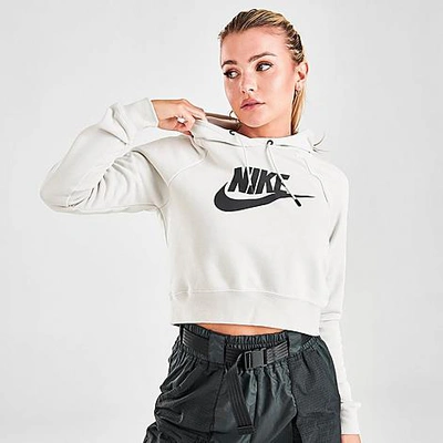 Shop Nike Women's Sportswear Essential Cropped Hoodie In Light Bone/black