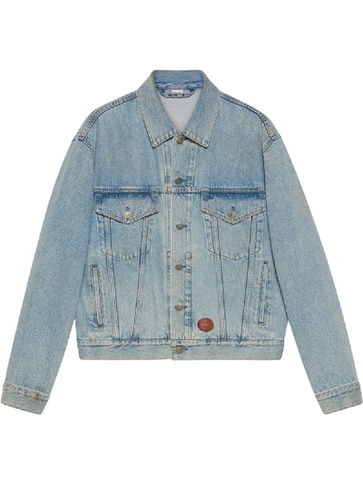 Shop Gucci Button-down Denim Jacket In Blue