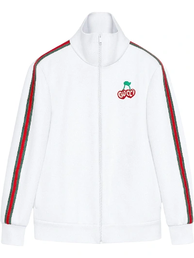 Shop Gucci Logo Cherry Jacket In White