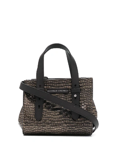 Shop Brunello Cucinelli Crocodile-embossed Tote Bag In Metallic