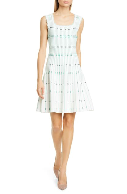 scallop trim fit & flare dress with belt