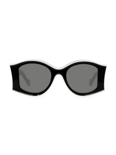 Shop Loewe Paula Ibiza 52mm Large Round Sunglasses In Black