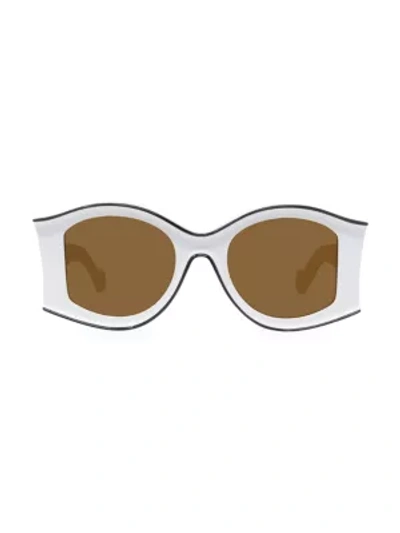 Shop Loewe Paula Ibiza 52mm Large Round Sunglasses In Brown White