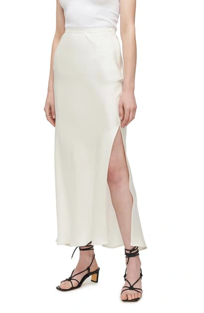 Shop Anine Bing Noel Slit Silk Satin Maxi Skirt In Ivory
