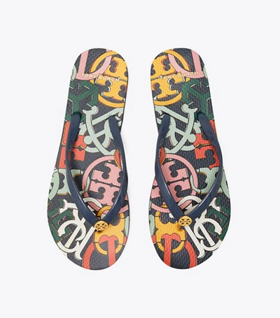 Shop Tory Burch Printed Thin Flip-flop In Perfect Navy/medley Logo