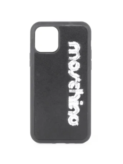 Shop Moschino Embroidered Logo Iphone 11 Pro Max Phone Case In Black