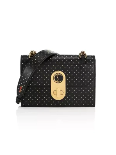 Shop Christian Louboutin Small Elisa Studded Leather Shoulder Bag In Black Anticgold Anticgold