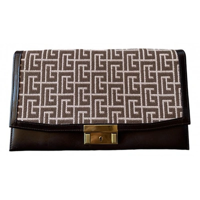 Pre-owned Pierre Balmain Brown Cotton Clutch Bag