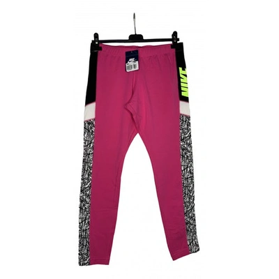 Pre-owned Nike Pink Cotton Trousers