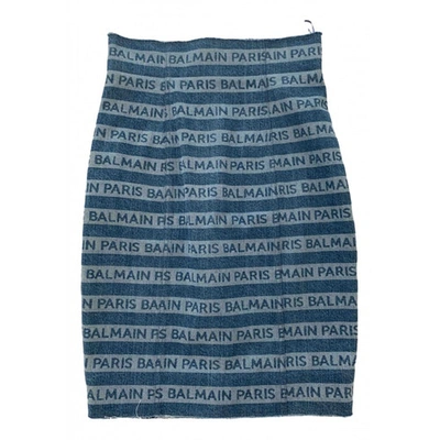 Pre-owned Balmain Blue Denim - Jeans Skirt