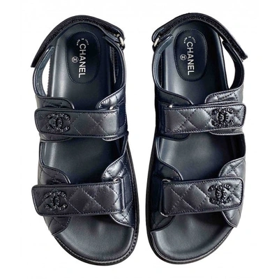 Pre-owned Chanel Dad Sandals Black Leather Sandals | ModeSens