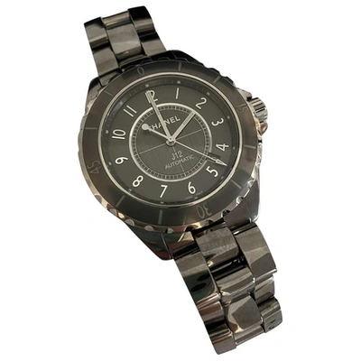 Pre-owned Chanel J12 Automatique Grey Ceramic Watch