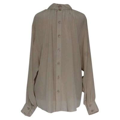 Pre-owned Erika Cavallini Silk Top In Beige