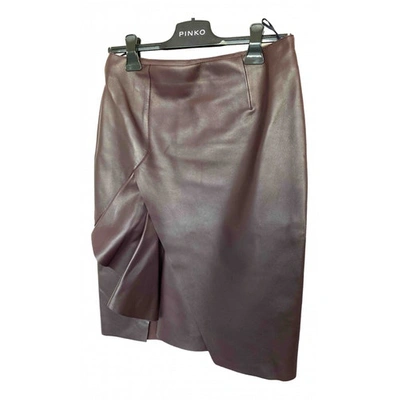 Pre-owned Alexander Mcqueen Burgundy Leather Skirt