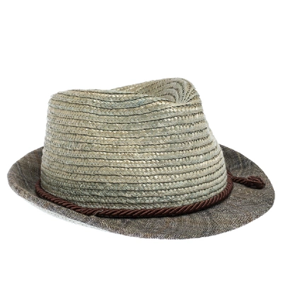 Pre-owned Etro Light Beige Straw Fedora Hat Xl