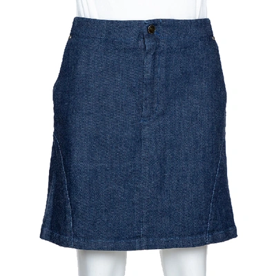 Pre-owned Mcq By Alexander Mcqueen Indigo Denim Zip Detail A Line Mini Skirt S In Navy Blue