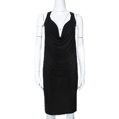 Pre-owned Mcq By Alexander Mcqueen Black Jersey Cowl Neck Dress Xs