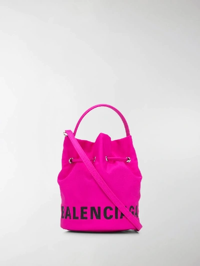 Shop Balenciaga Logo Print Bucket Bag In Pink