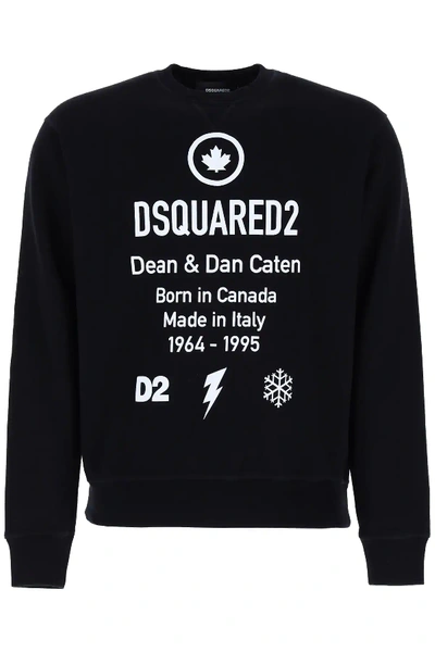 Shop Dsquared2 Born In Canada Print Sweatshirt In Black,white