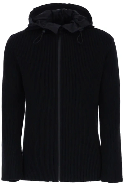 Shop Bottega Veneta Full Zip Hooded Cardigan In Black