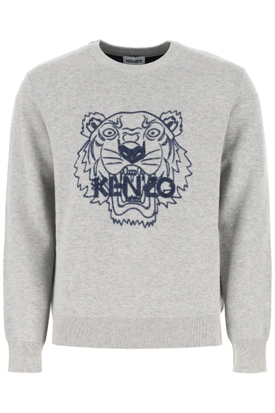 Shop Kenzo Sweater With Tiger In Grey