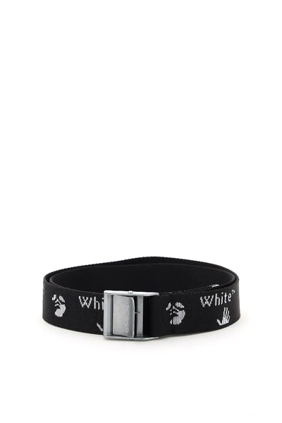 Shop Off-white Jacquard Logo Belt In Black,white