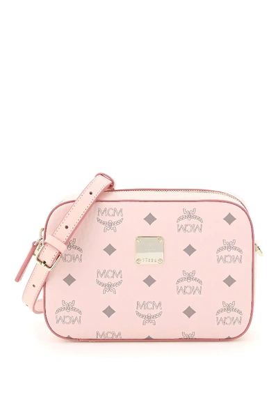 Shop Mcm Visetos Camera Bag In Pink,grey