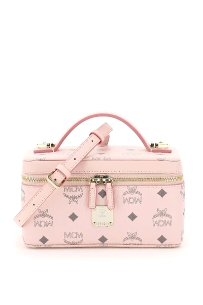 Shop Mcm Visetos Vanity Case In Pink,grey