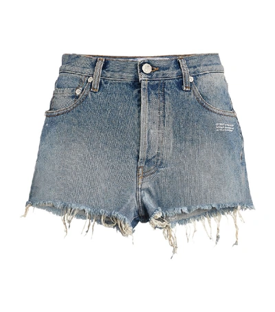 Shop Off-white Frayed Denim Shorts