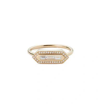 Shop Azlee E/w Diamond Ring In 18k Yellow Gold With Diamonds