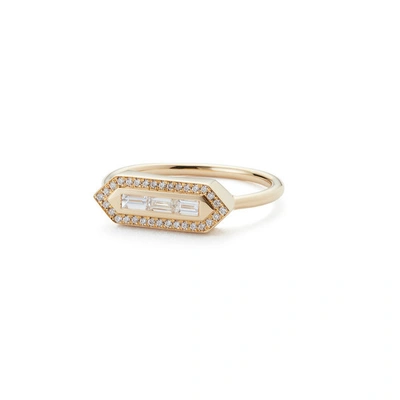 Shop Azlee E/w Diamond Ring In 18k Yellow Gold With Diamonds