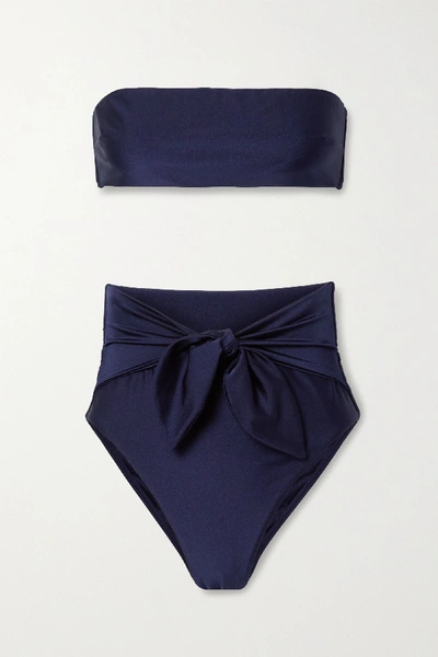 Shop Zimmermann Bells Tie-front Bandeau Bikini In Midnight Blue
